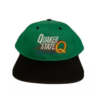 NEW Vintage QUAKER STATE RACING Green Snapback Hat Embroidered